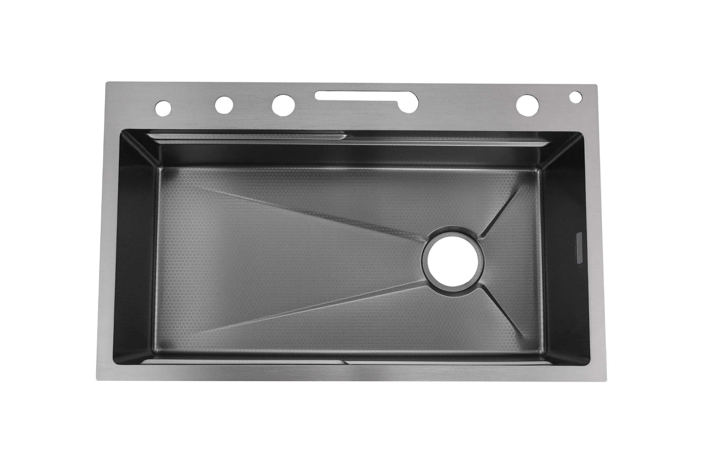 Cm7546c Wash Basin Kitchen Sinks Rainfall Faucet Stainless Steel Sink Single Bowl PVD Nano Black Water Fall Multifunctional Sink Smart with Accessories