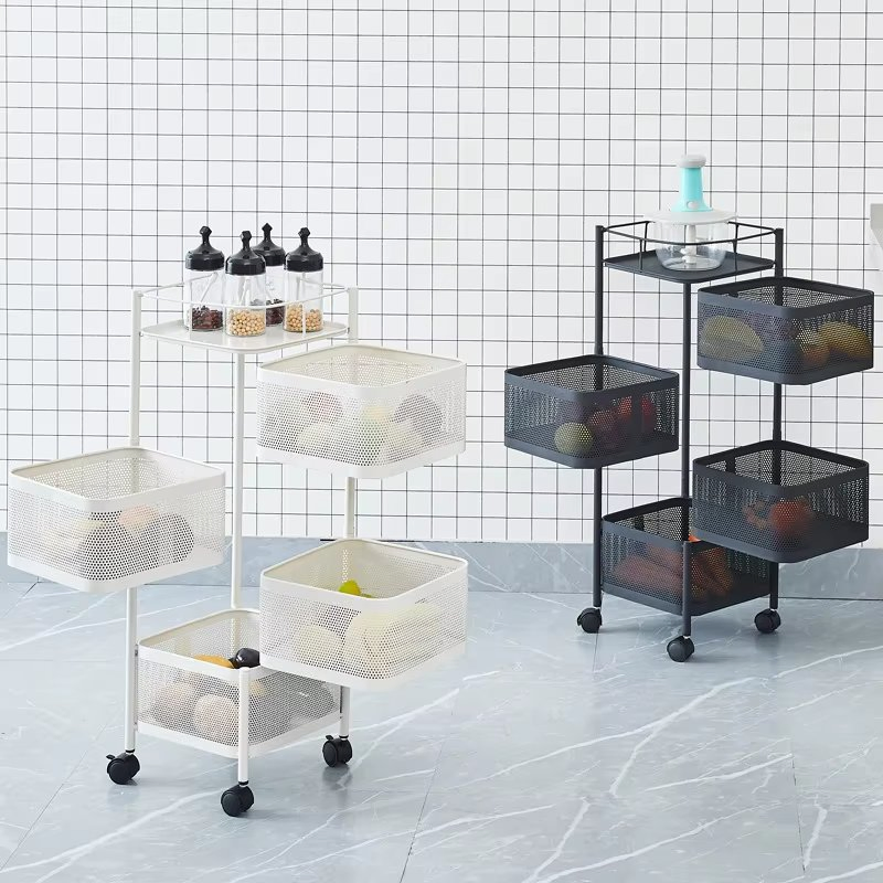 High Quality Kitchen Stand Steel Rolling Move Storage Racks for Froits and Vegetables