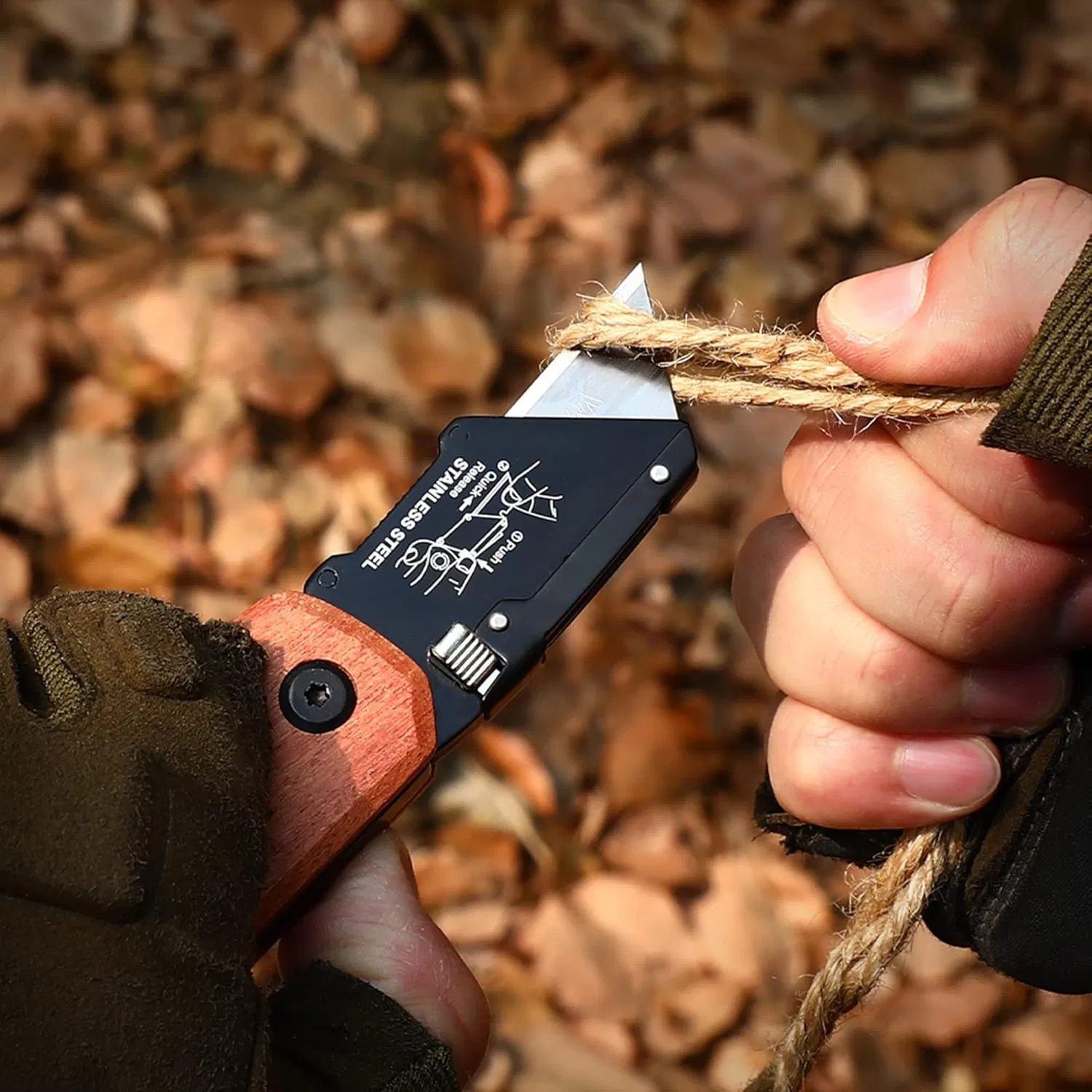 High Quality Stainless Steel Folding Pocket Wood Handle Knife