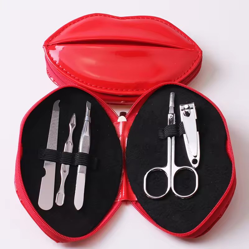 Nail Art Care Set Sexy Lip Sharpe Manicure & Pedicure Eyebrow Tweezers Tools