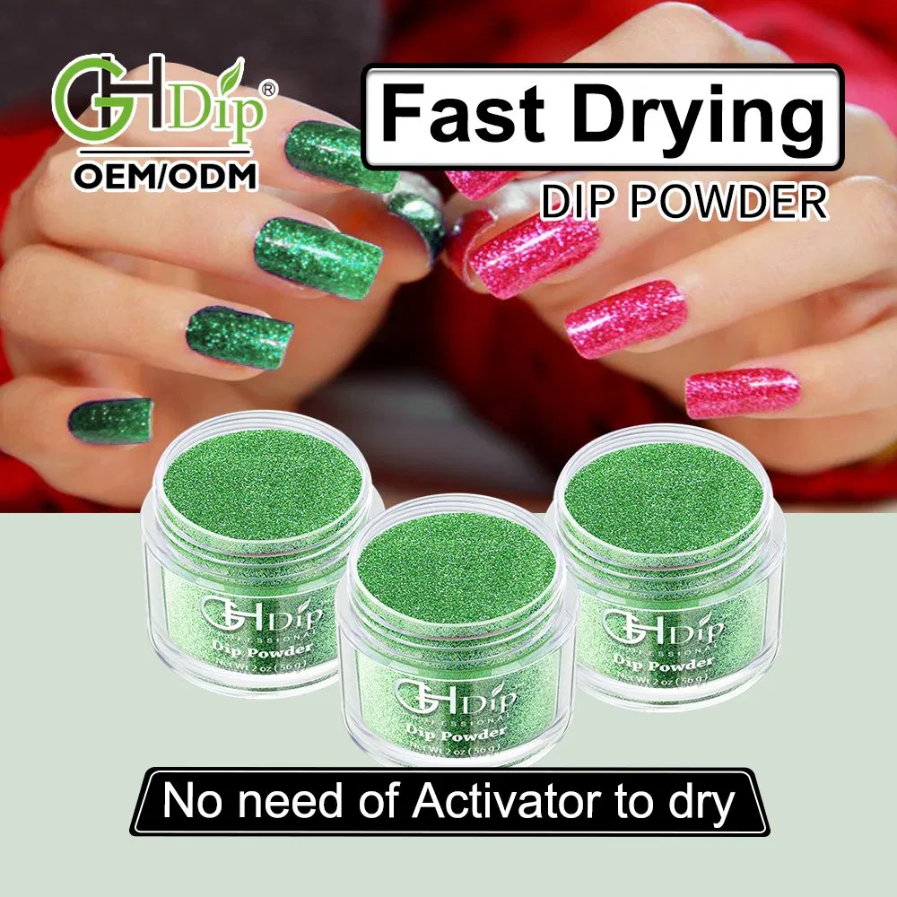 Green Color Glitter Nail Acrylic Dipping Powder 2oz