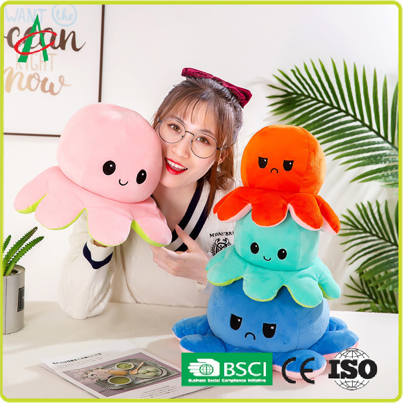 Creative Flip Octopus Doll Plush Toy Figure Reversible Octopus Double Flip Doll Children′ S Gift