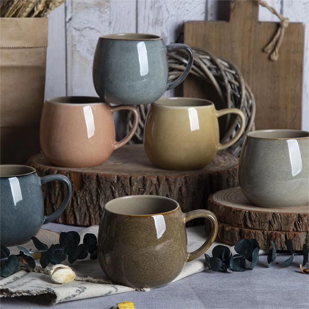 Customized Eco-Friendly New Design High-Quality Wholesale Round Unique Elegant Cup Mug with Reactive Glazed Nordic Ceramic Coffee Mug for Promotional Gift Mug