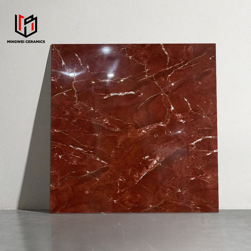 Premium Glossy Marble Pattern Tiles for Hotel Flooring Gilded Black Tile