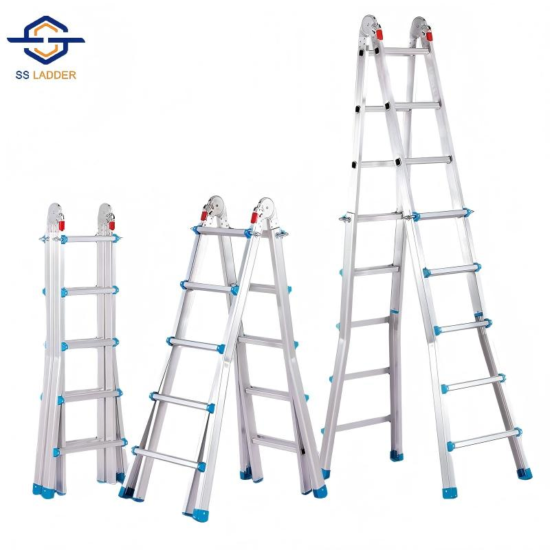 En 131 Certified Multipurpose Telescopic Ladder Aluminum Alloy Multi Functional Small Giant Ladder with 150kg Capacity for Warehouse Use