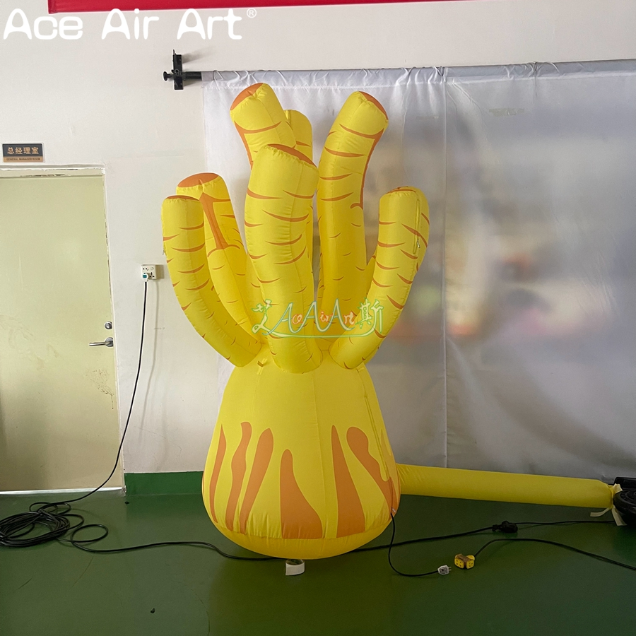 Inflatable Coral Model Yellow Striped Inflatable Coral Reef Decor for Underwater Festival Event
