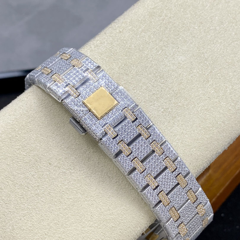 Vvs Moissanite Diamond Waterproof Mechanical Watch 41mm Full White Glass Brass Pointer Hidden Top Designer Mechanical Watches