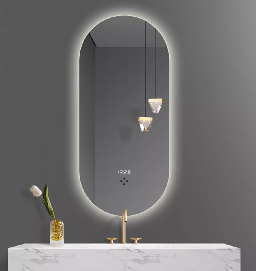 Modern LED Bathroom Wall Mirror with Customizable Light Features