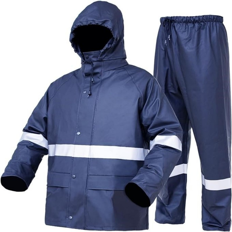 Waterproof Work Rain Jacket Trousers Raincoat PVC PU Rain Suit for Men