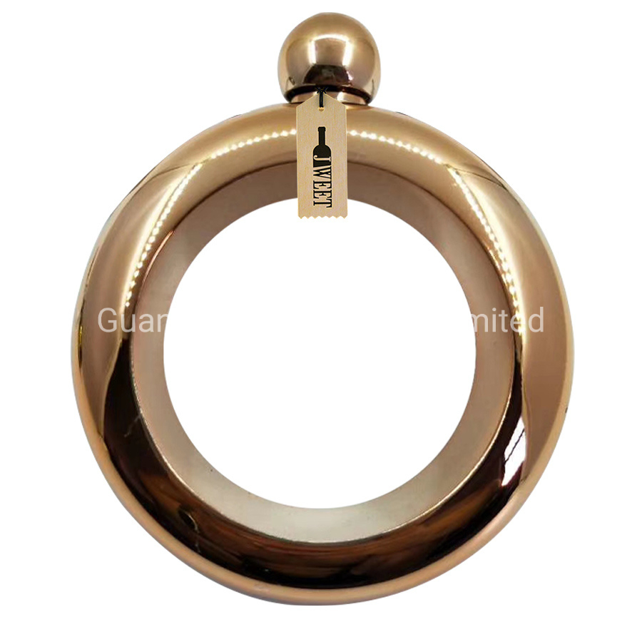 Factory Wholesale Custom Ring Shape Hip Flask Bronze Fro Wine
