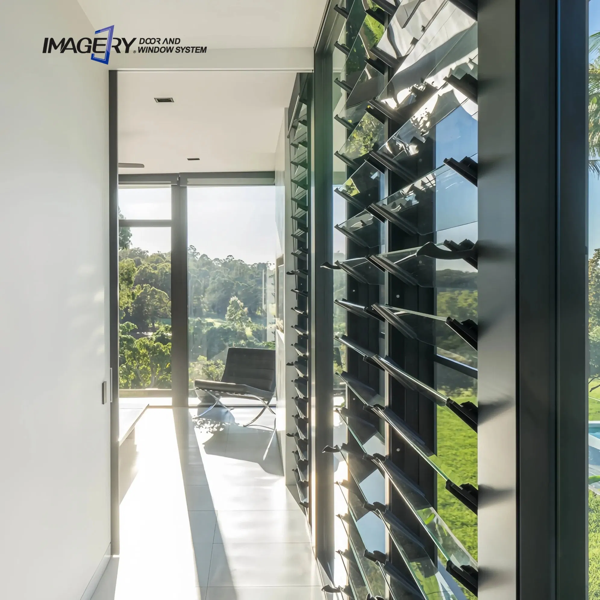 Customized Aluminum Jalousie Windows Tempered Glass Shutters Windows