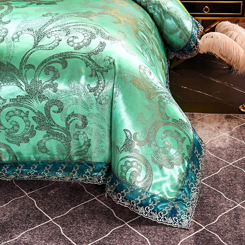Home Textile Jacquard Comforter Twin-Size Satin Set 4 PCS Bedding Sets