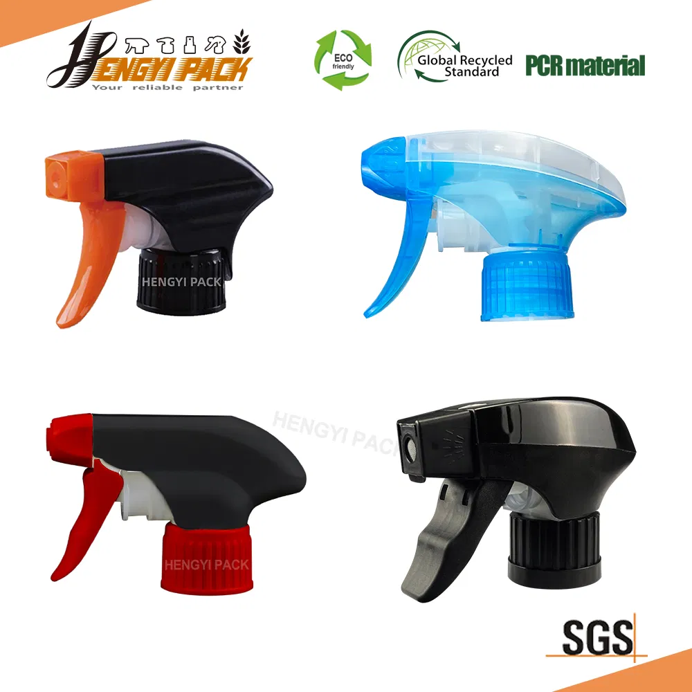 Chemical Acid Alkali Resistant 100% All Plastic Plastic Trigger Sprayer with Foam Spray Stream Nozzle 28 Child Safety PCR Material Hand Spray Head Gun