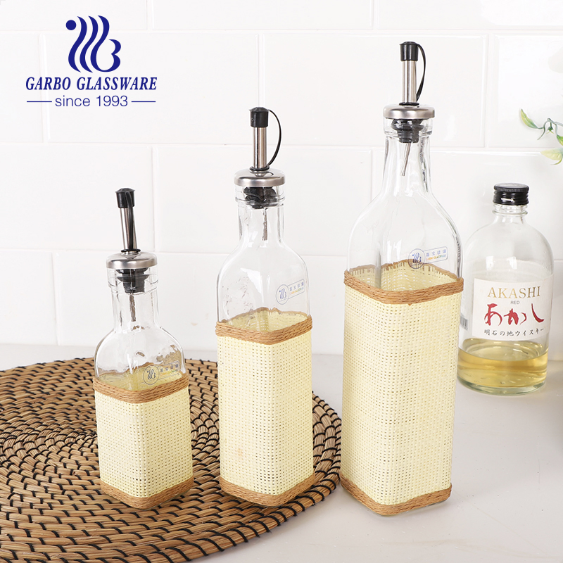 Classic 150ml Olive Oil Glass Bottle Set Kitchenware Sauce Bottles Set Wine Kitchen Jar with Lid Cover and Protective Case Outer