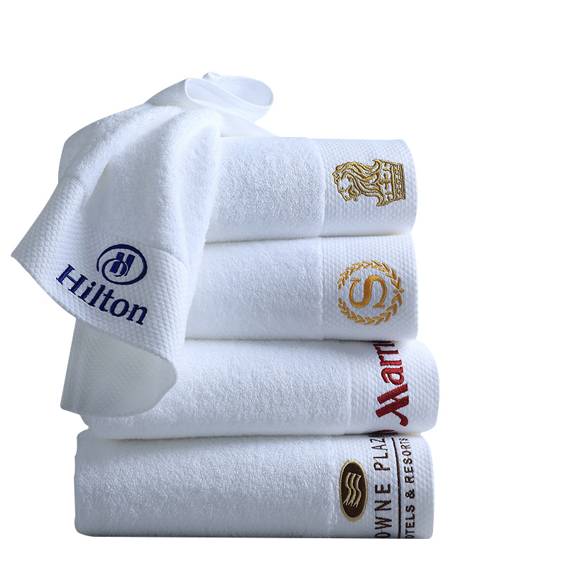 Wholesale Luxury Embroidery Towel White Hotel SPA Bath Towel Toalla Serviette 100% Genuine Cotton Bath Towel