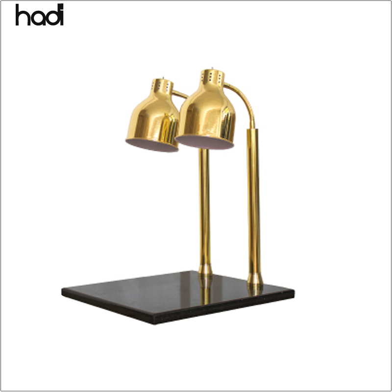 HD 500W Restaurant Hotel Supplies Stainless Steel Copper Table Lamp with Black Marble Base Keep Warm Catering Buffet Light