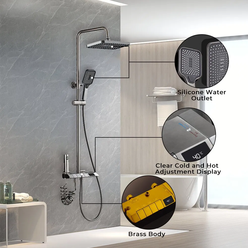 Modern Gunmetal Piano Key Shower for Luxurious Bathroom Upgrade