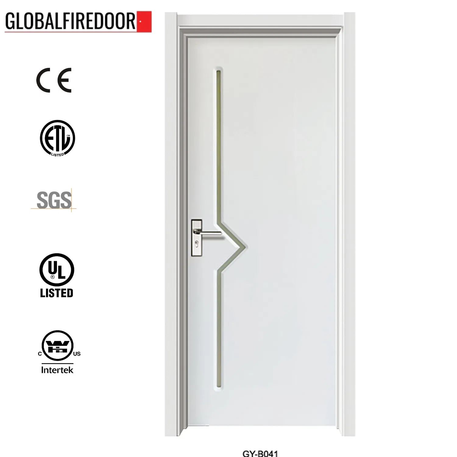 UL Listed Wood Fire Door with Glass for Hotels