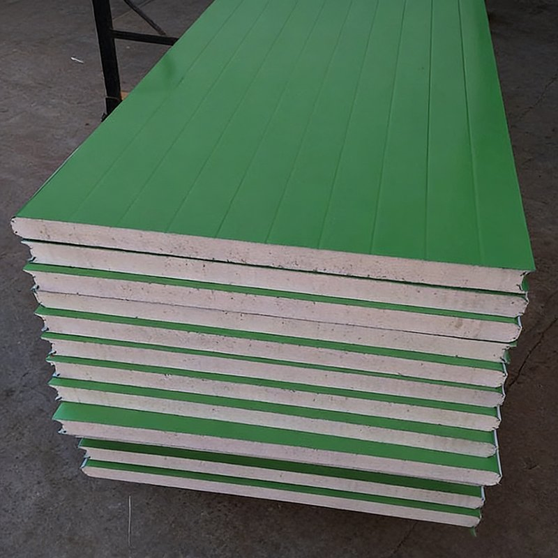 Glass Wool Core Sandwich Panel for Heat and Sound Insulation in Building Construction