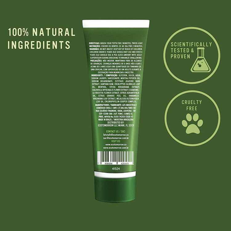 Natural Premium Tea Tree & Chlorophyll Whitening Fluoride-Free Toothpaste