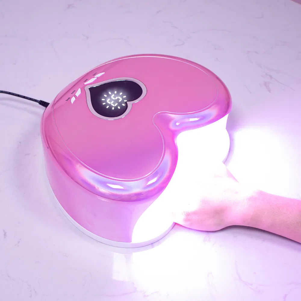 Rechargeable High Power 96W Heart Plating Pink PRO Cure Cute White Black LED UV Nail Lamp with Feet Use Removable Base
