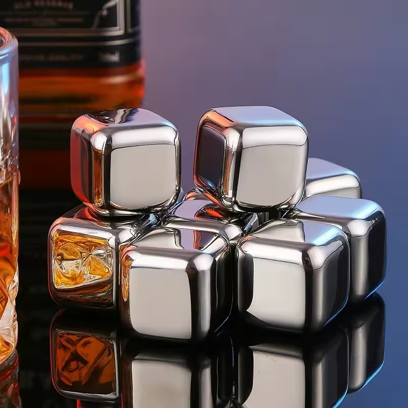 Reusable Stainless Steel Ice Cubes Whiskey Stones Chilling Rocks Cooling Cubes Ice Cube Pack Ice Cubes for Drinks Cooler Ice Cube
