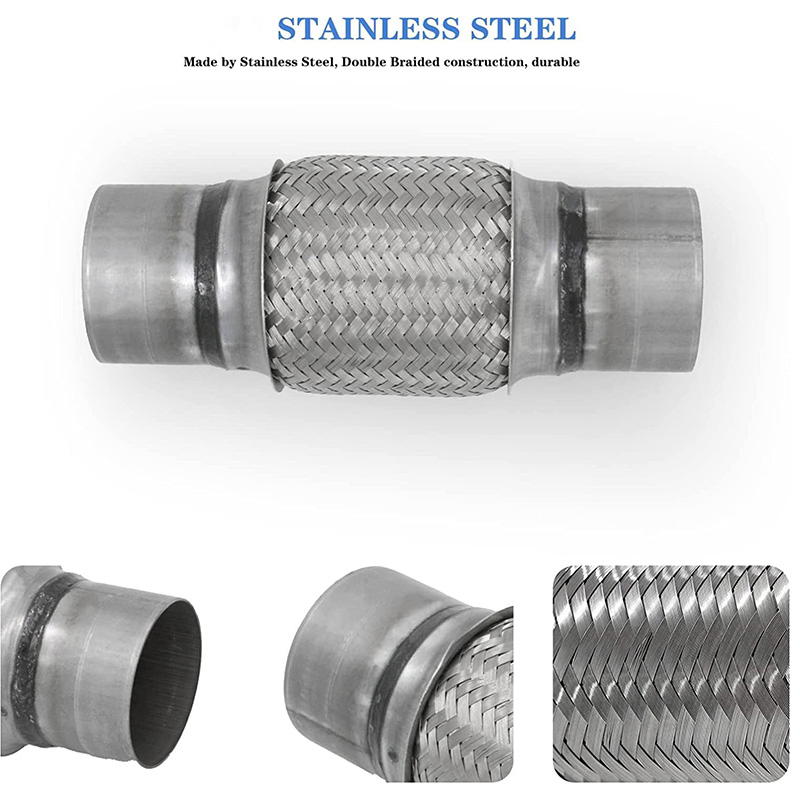 3" x 6" Heavy Duty Stainless Steel Exhaust Flex Pipe, 10" Overall Length