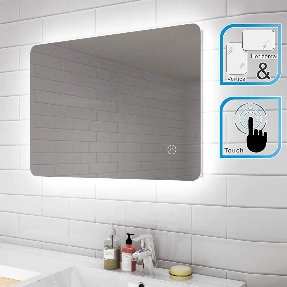Modern Illuminated Smart Bathroom Mirror with Adjustable Brightness and Color