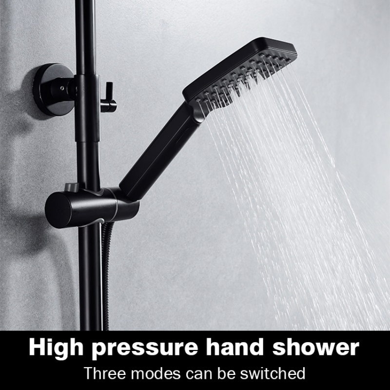 Chanda Bathroom Shower Head Rain Rainfall System Black Brass Hot Cold Bath Taps Faucets Mixer