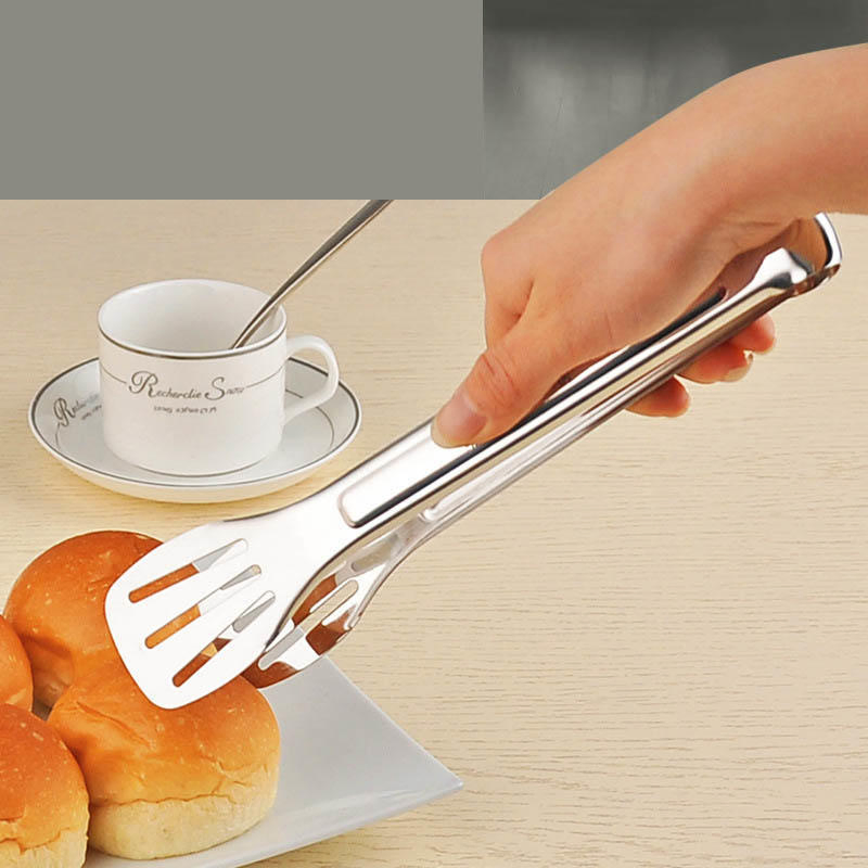 Stainless Steel Food Tongs with Anti-Heat Slotted Design for Easy Draining