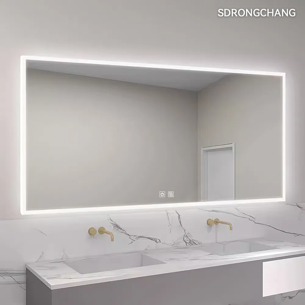 Wholesale Illuminated Mirror Digital Time Weather Display Wall Mirror with Light Magnifying Makeup Mirror