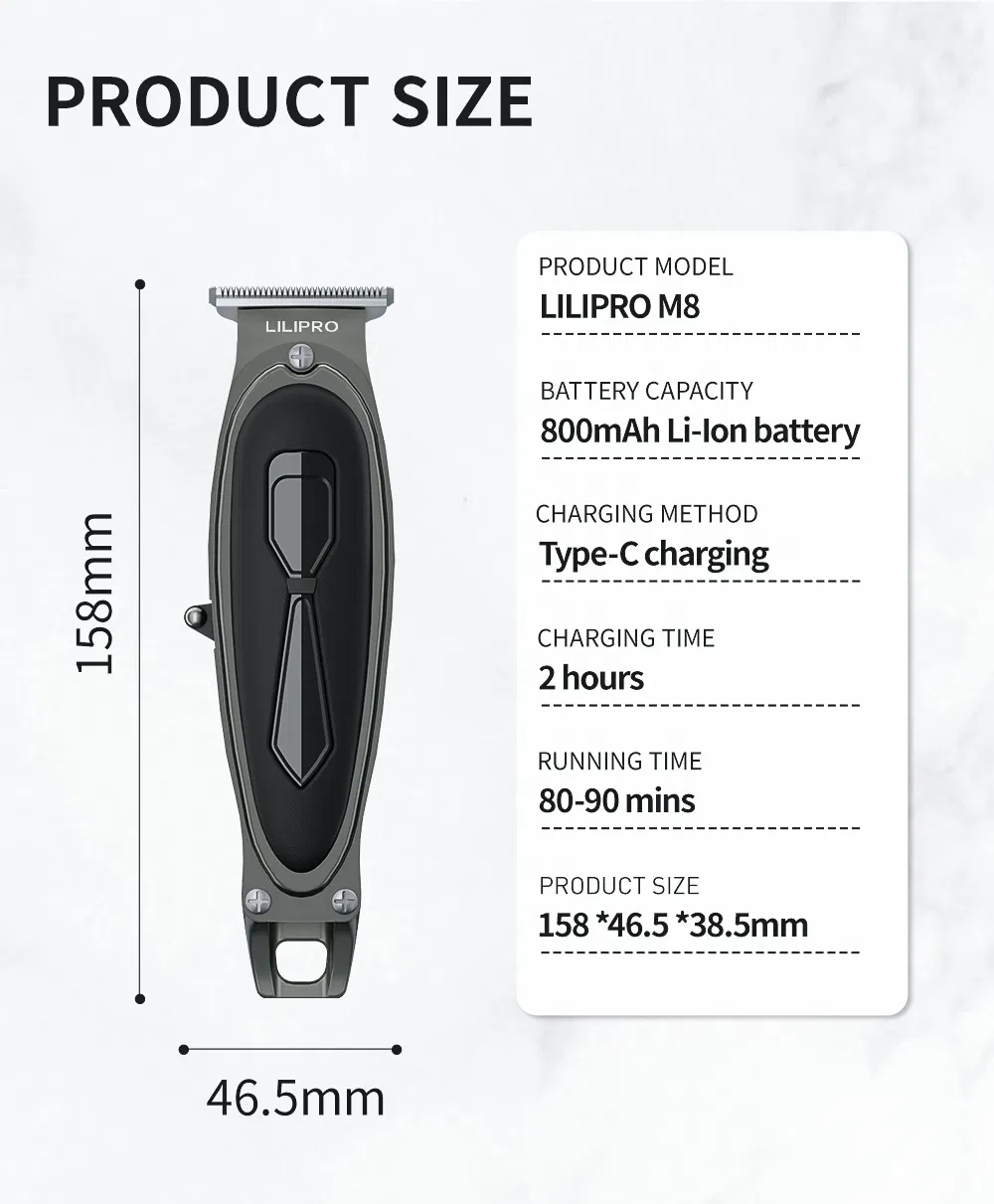 Lilipro L8 & M8 Cordless Clippers for Men, Professional Hair Clippers with Adjustable Blade and LCD Power Display