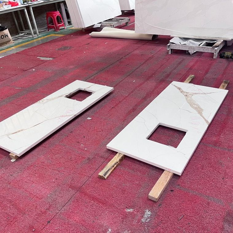 Marble Pattern Calacatta Series Quartz Kitchen Slab for Countertop Bathroom