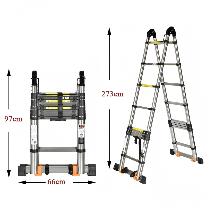 Wholesale Heavy Duty Extendable Stainless Steel Telescoping Step Ladder for Industrial Use with Factory Price
