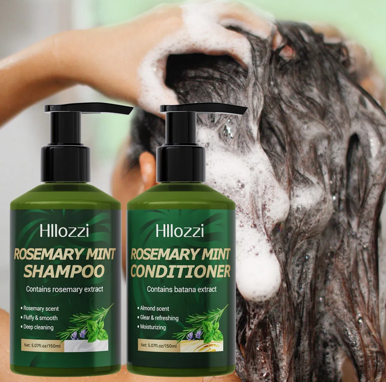 Online Wholesale Retail Repair Damaged Hair Cuticles Natural Strengthening Refreshing Fluffy Smooth Oil Control Anti Hair Loss Hair Growth Rosemary Shampoo Set