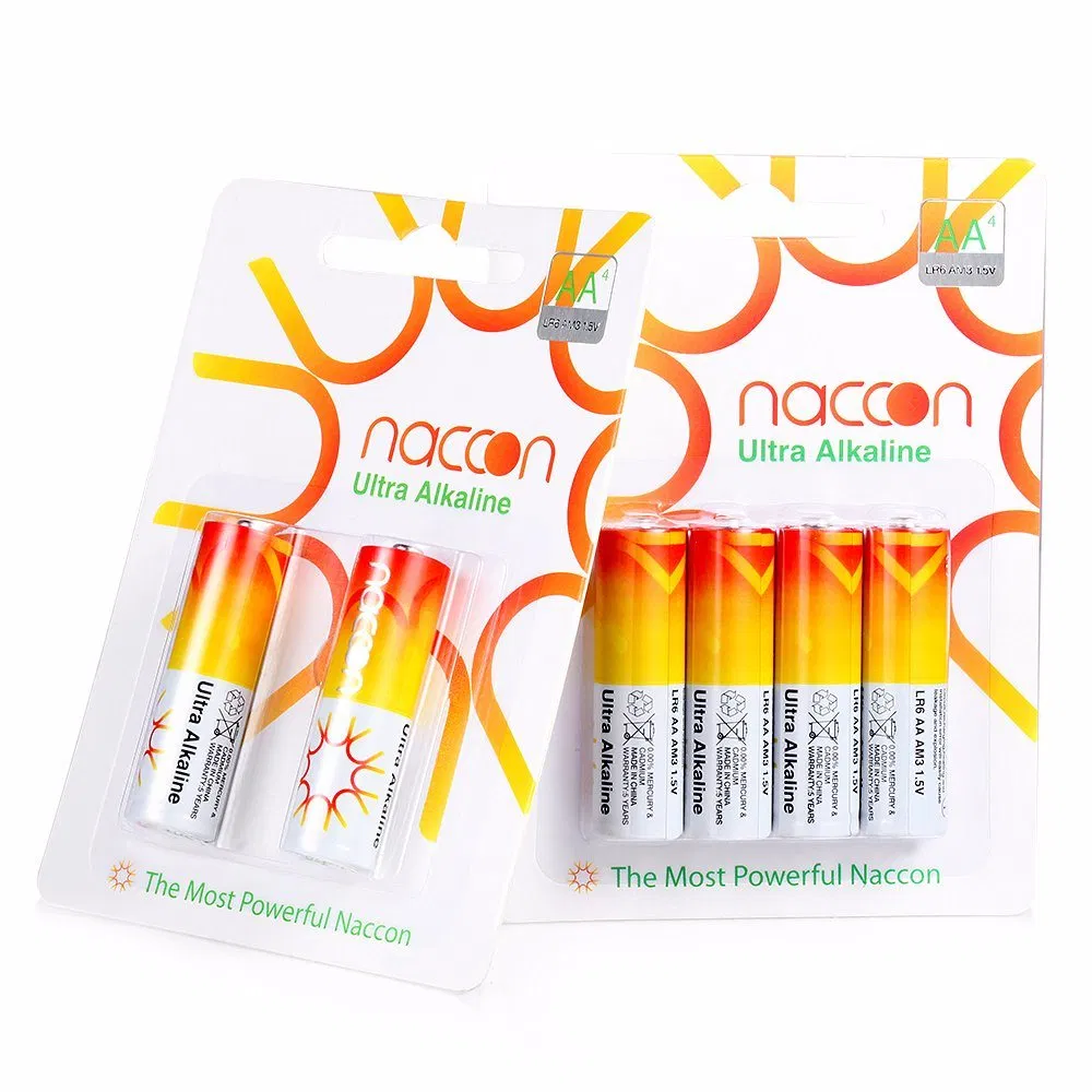 Naccon Brand Free Hg Alkaline AA 1.5V Dry Battery for Battery Replacement with CE RoHS MSDS Safe Transport Certificates Alcaline for Remote Control Child Toys