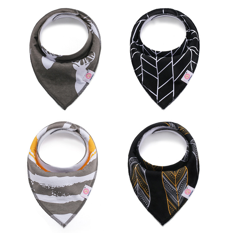 Manufacturer OEM Custom Logo Printed Bandana Bibs Cotton Baby Bandana Drool Bibs