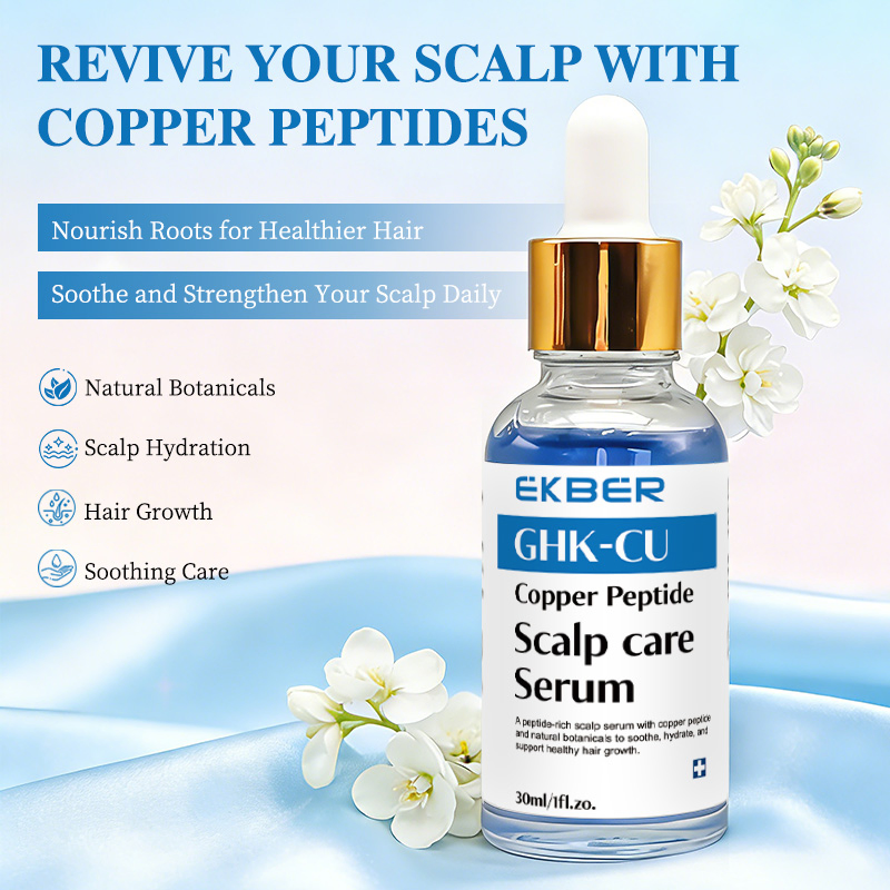Natural Organic Vegan Hair Growth Serum Treatment Scalp Revive Anti Loss Blue Copper Peptide Scalp Care Serum