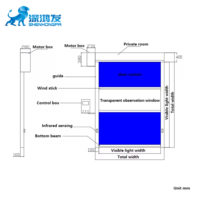Custom Automatic High-Speed PVC Industrial Door Fast Roll-up for Various Industrial Applications
