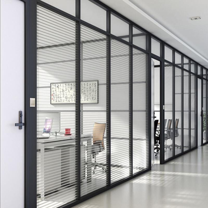 Glass Partition with Alumin Frame and Powder Coated Surface