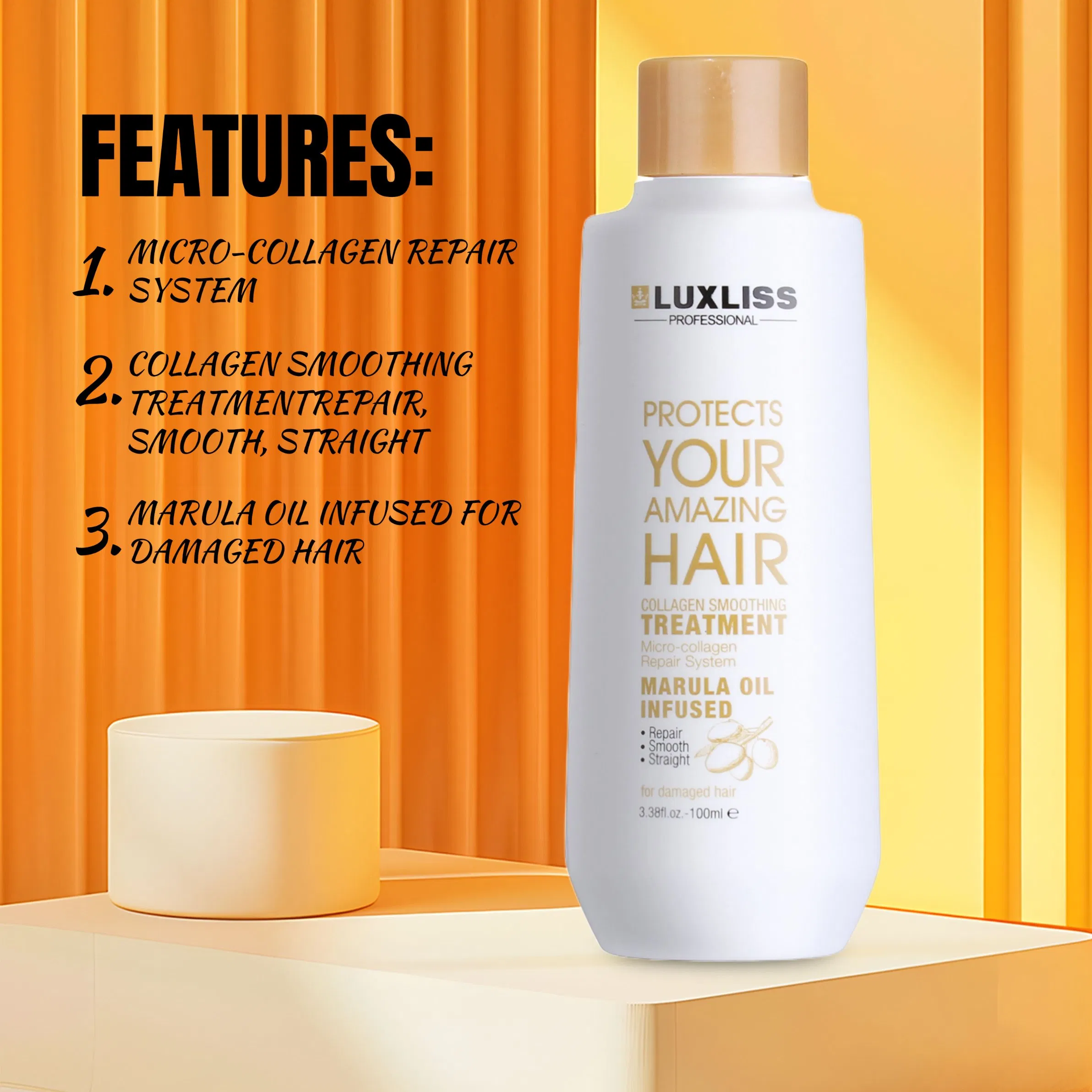 Luxliss Marula Oil Straightening Smoothing Collagen Hair Treatment Cream Hair Salon Products