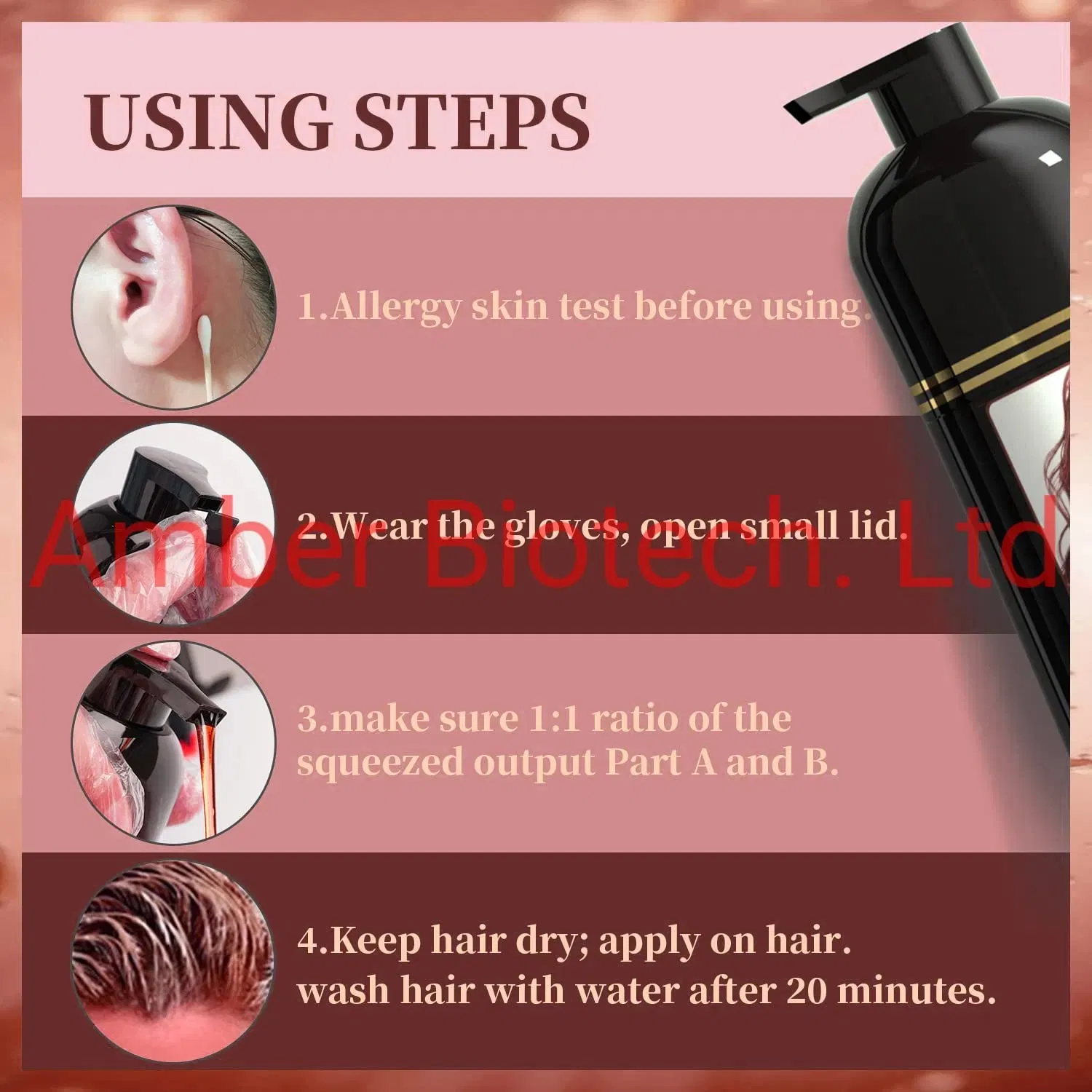 Black Hair Color Dye Shampoo for Women Men Cover Gray White