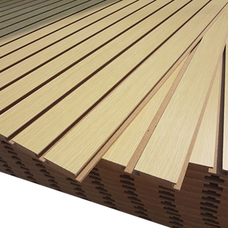 High Gloss Light Oak Wood Grain Melamine MDF Slatwall Panel Aluminum Insert Groove Board