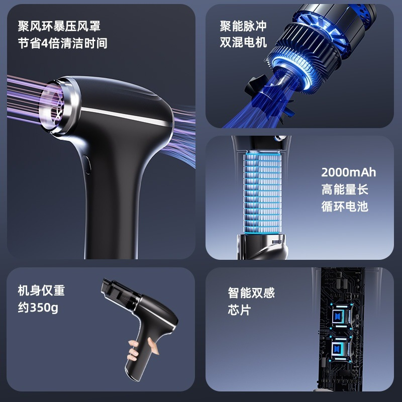 Brushless Car Vacuum Cleaner Handheld Car Home Dual-Purpose Wireless Charging Portable Blowing Suction Integrated Dry and Wet Pet Hair Suction