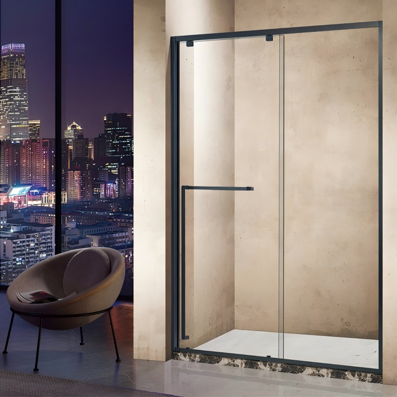 Shower Glass Door Enclosure Safety Stainless Steel Frame Rectangle Sliding Shower Room