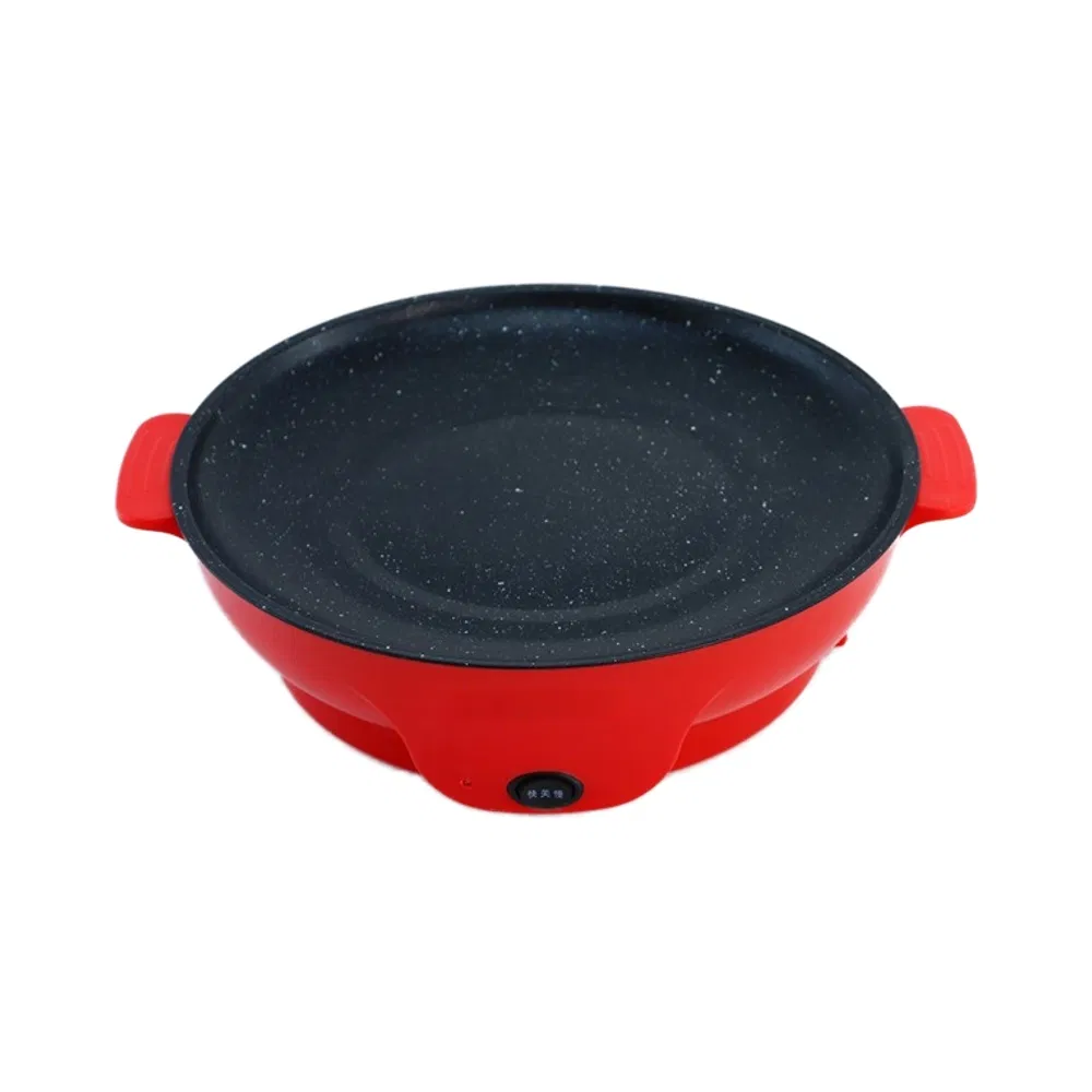 Home Outdoor Portable Electric Frying Pan with Plastic Shell, Round Electric Pan