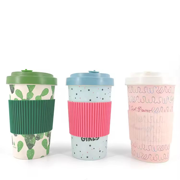 Biodegradable Wholesale Organic Premium Reusable Bamboo Fiber Takeaway Coffee Mug Cup