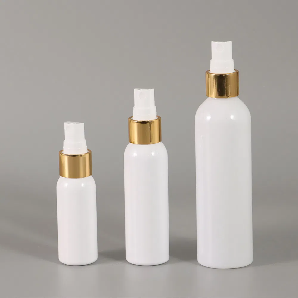 Cheap Gold White Empty Plastic Skincare Cosmetic 30/60ml/100ml/120ml Perfume Spray Bottle
