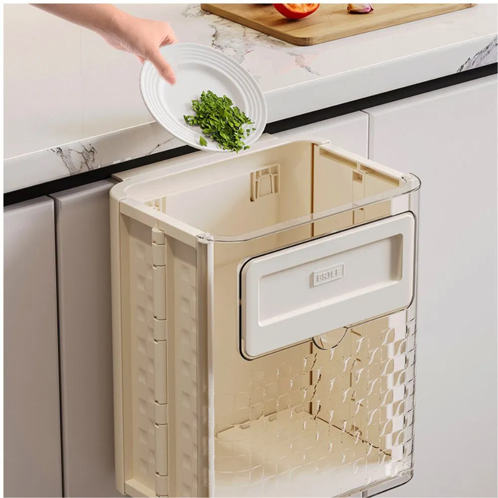 Wall Hanging Kitchen Folding Trash Can Space Saving Bin Mi26912