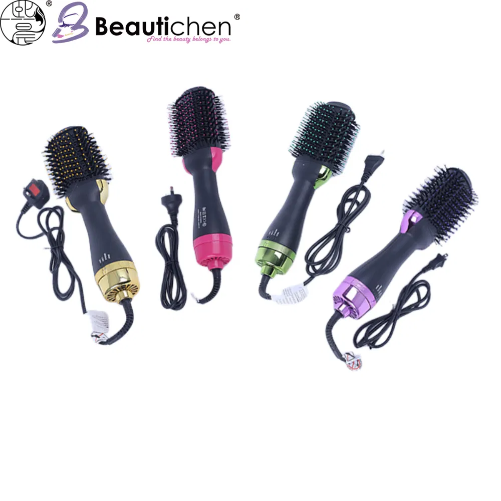 Beautichen 2-in-1 Hot Air Hair Brush – Portable Hair Dryer & Straightening Comb with Metallic Bristle Head